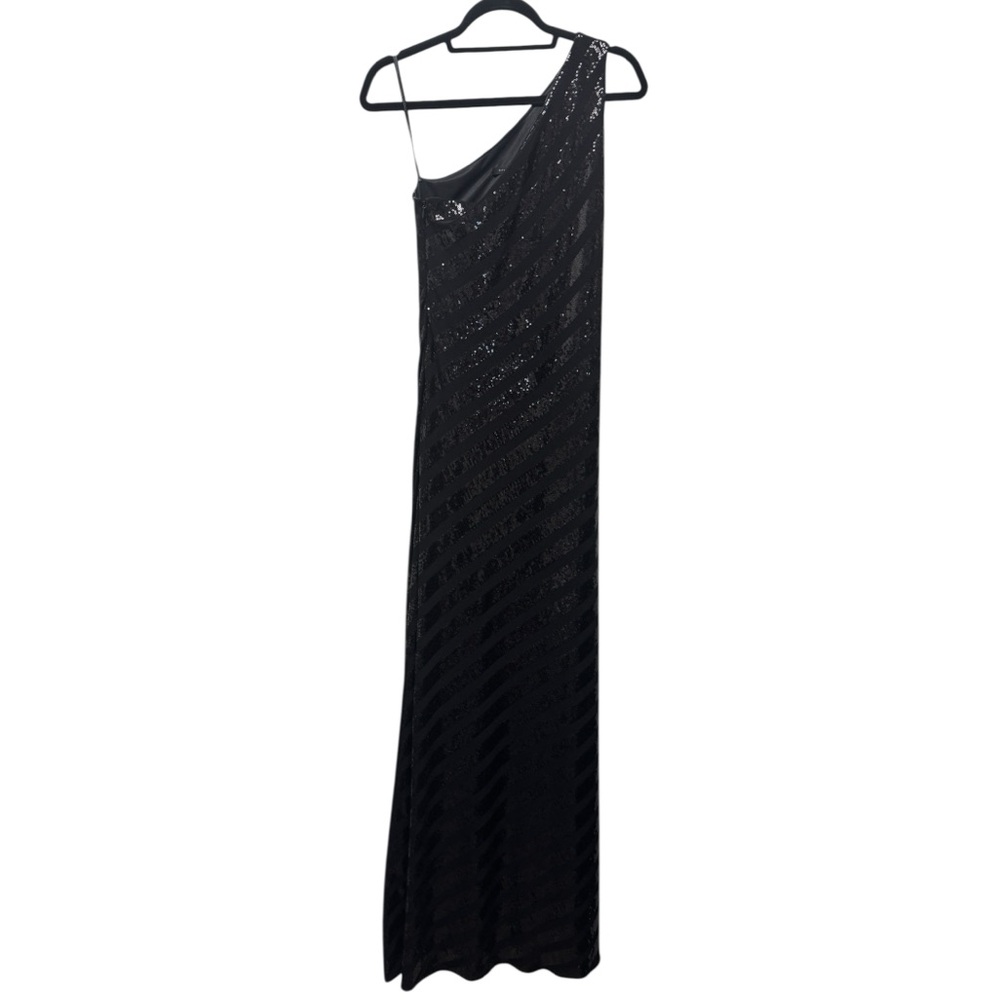 David Meister Black Sequin One-Shoulder Gown - Picture 8 of 8